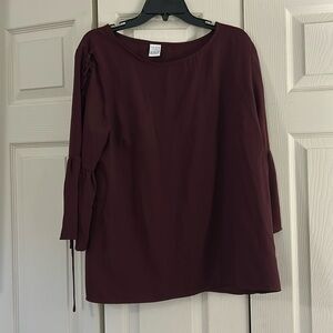 time and true purple burgundy blouse